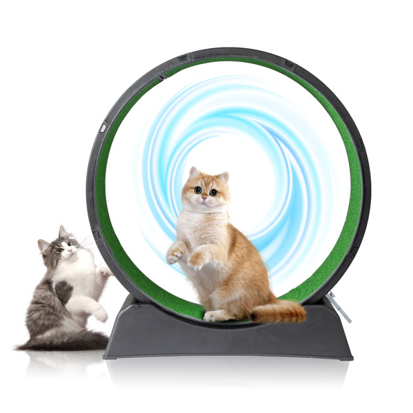 Black PP Cat Treadmill - Splicing Design with Green Carpet, 10kg Capacity