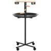 PawHut Portable Bird Play Stand with Feeder Bowls and Wheels