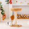 MEWOOFUN Cat Scratching Post with Bed and Ball Track Toys