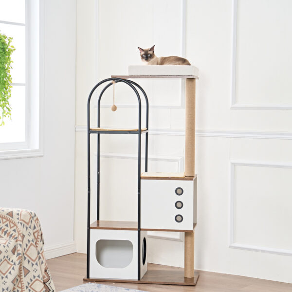 Modern Multi-Level Cat Tree with Condo, Perch, and Scratching Posts