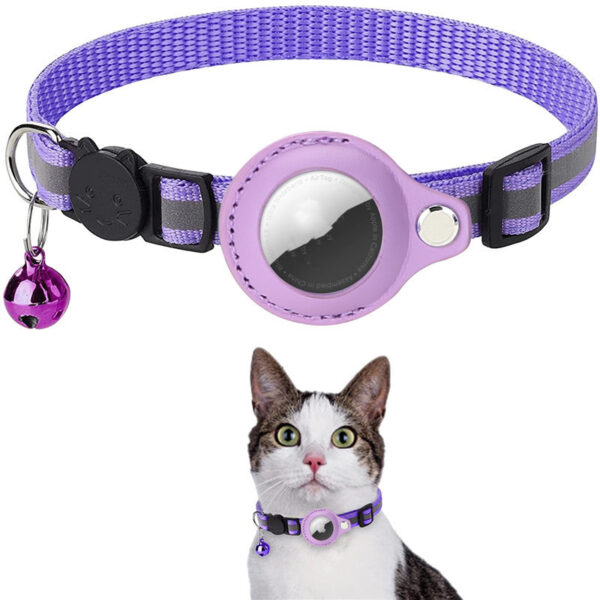 Reflective Nylon Pet Collar with Waterproof AirTag Holder - For Cats & Dogs