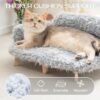 MEWOOFUN Elevated Cat Bed – Wooden Pet Sofa with Washable Cover (Grey, 26x18.3x8.5”)