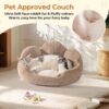 MEWOOFUN Fluffy Cat & Small Dog Bed – Washable Round Pet Couch with Non‑Slip Base (Khaki, 23”)