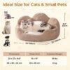 MEWOOFUN Fluffy Cat & Small Dog Bed – Washable Round Pet Couch with Non‑Slip Base (Khaki, 23”)