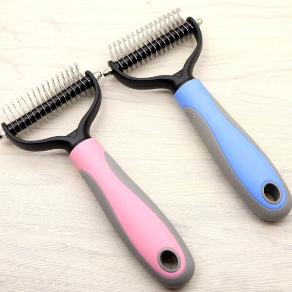 Pet Grooming Comb – Dual Blade Knot Remover for Long-Haired Dogs