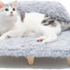 MEWOOFUN Elevated Cat Bed – Wooden Pet Sofa with Washable Cover (Grey, 26x18.3x8.5”)