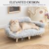 MEWOOFUN Elevated Cat Bed – Wooden Pet Sofa with Washable Cover (Grey, 26x18.3x8.5”)
