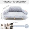 MEWOOFUN Elevated Cat Bed – Wooden Pet Sofa with Washable Cover (Grey, 26x18.3x8.5”)