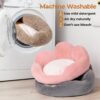 MEWOOFUN Fluffy Cat & Small Dog Bed – Washable Round Pet Couch with Non‑Slip Base (Khaki, 23”)