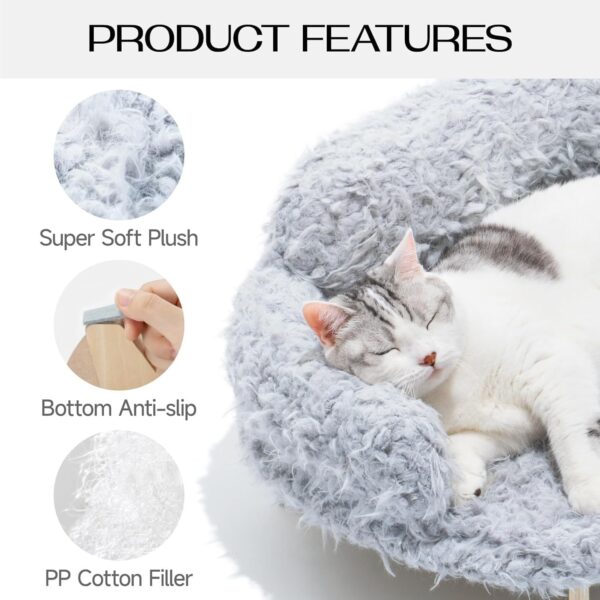 MEWOOFUN Elevated Cat Bed – Wooden Pet Sofa with Washable Cover (Grey, 26x18.3x8.5”)