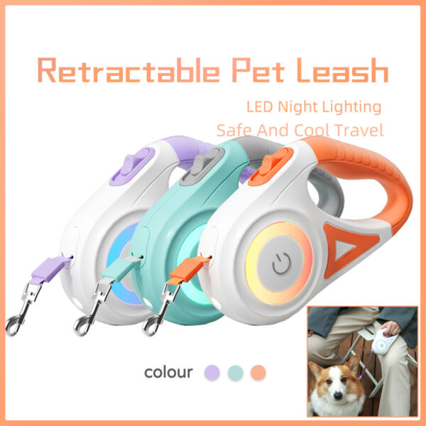 Retractable Dog Leash with LED Light-Petyzoom Retractable Dog Leash with LED Light